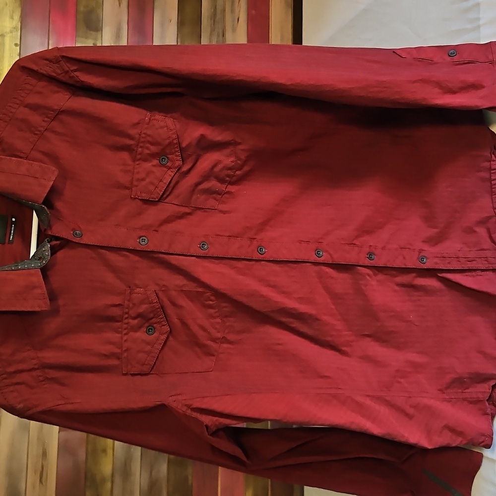 Men's Burgundy Button-Up Shirt